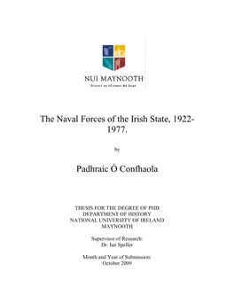 The Naval Forces of the Irish State, 1922- 1977