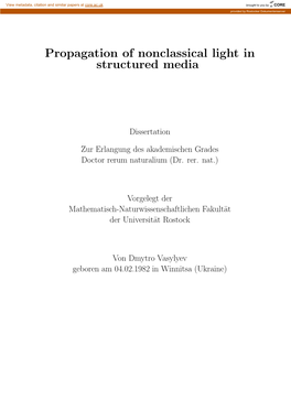 Propagation of Nonclassical Light in Structured Media