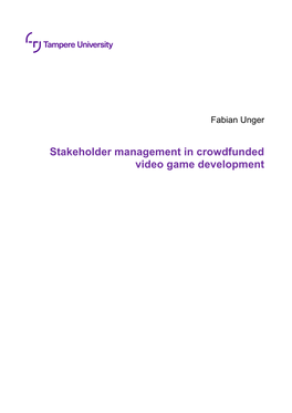 Stakeholder Management in Crowdfunded Video Game Development