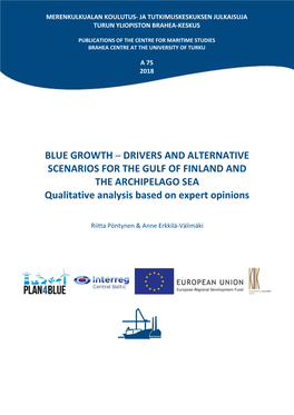 BLUE GROWTH ─ DRIVERS and ALTERNATIVE SCENARIOS for the GULF of FINLAND and the ARCHIPELAGO SEA Qualitative Analysis Based on Expert Opinions