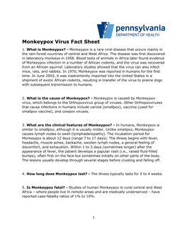 Monkeypox Virus Fact Sheet