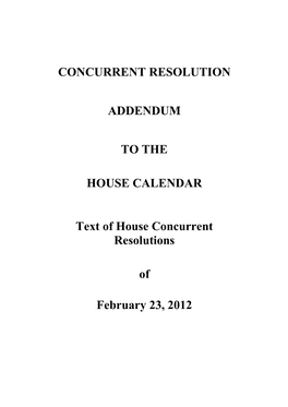 Concurrent Resolution Addendum