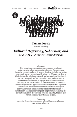 Cultural Hegemony, Sobornost, and the 1917 Russian Revolution