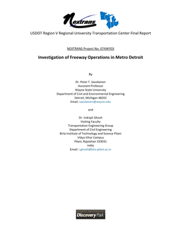 Investigation of Freeway Operations in Metro Detroit