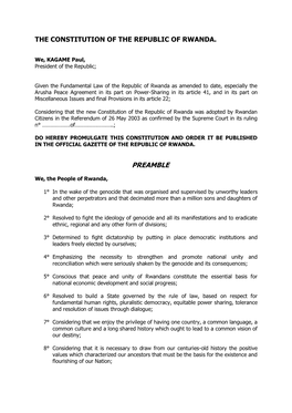 Constitution of the Republic of Rwanda