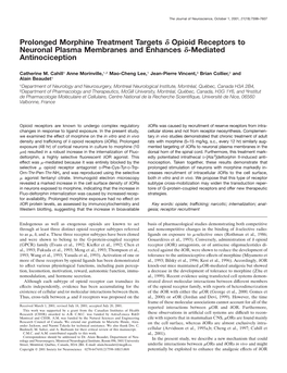 Prolonged Morphine Treatment Targets Δ Opioid Receptors To