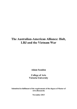 The Australian-American Alliance: Holt, LBJ and the Vietnam War