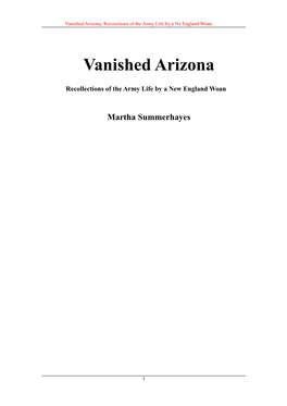 Vanished Arizona, Recoections of the Army Life by a Ne England Woan