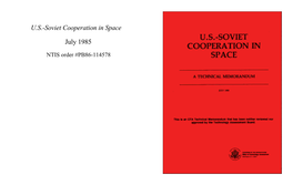 US-Soviet Cooperation in Space July 1985