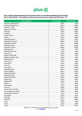 Ceny Urządzeń Telekomunikacyjnych I Innych Towarów Na Warunkach Ogólnych (Poza Promocją) Wersja Z Dnia 03/09/2021 R