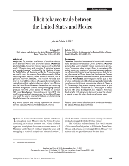 Illicit Tobacco Trade Between the United States and Mexico