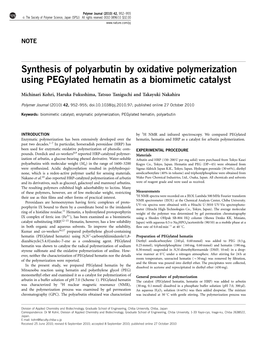 Synthesis of Polyarbutin by Oxidative Polymerization Using Pegylated Hematin As a Biomimetic Catalyst