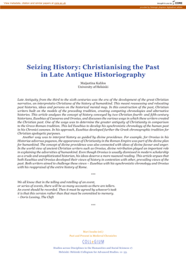 Seizing History: Christianising the Past in Late Antique Historiography