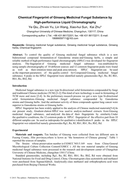 Chemical Fingerprint of Ginseng Medicinal Fungal Substance By