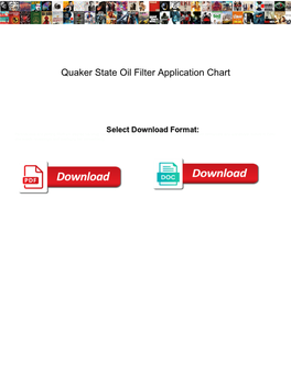 Quaker State Oil Filter Application Chart