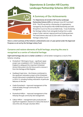 Stiperstones & Corndon Hill Country Landscape Partnership Scheme 2013-2018