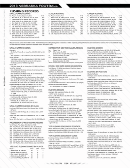 Rushing Records Single-Game Rushing Season Rushing Career Rushing