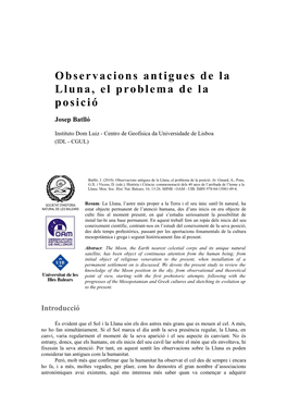 Observacions Antigues De La Lluna, El Problema De La Posició