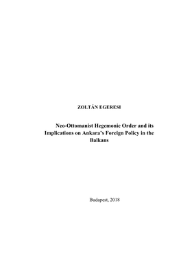 Neo-Ottomanist Hegemonic Order and Its Implications on Ankara's