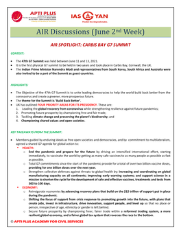 AIR Discussions (June 2Nd Week)