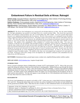 Embankment Failure in Residual Soils at Nivsar, Ratnagiri