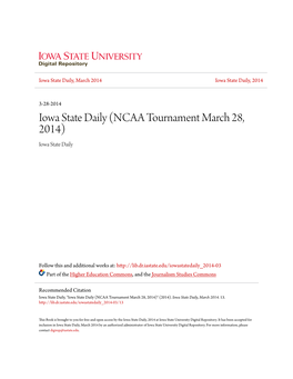 Iowa State Daily (NCAA Tournament March 28, 2014) Iowa State Daily