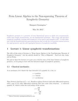 From Linear Algebra to the Non-Squeezing Theorem of Symplectic Geometry