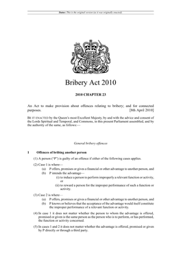 U.K. Bribery Act 2010