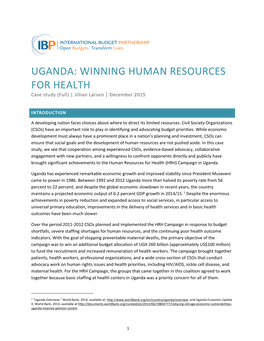 UGANDA: WINNING HUMAN RESOURCES for HEALTH Case Study (Full) | Jillian Larsen | December 2015
