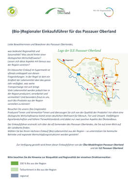 (Bio-)Regionaler Einkaufsführer Für Das Passauer Oberland