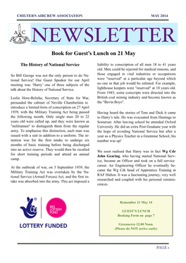 NEWSLETTER Book for Guest’S Lunch on 21 May