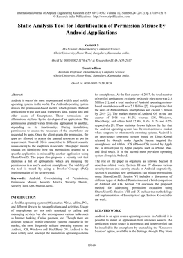 Static Analysis Tool for Identification of Permission Misuse by Android Applications