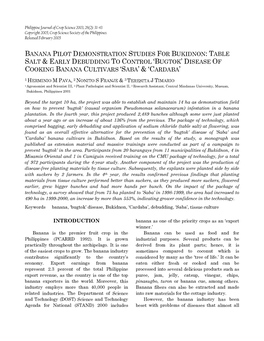 Banana Industry Pilot Demonstration Studies For