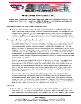 Knife Owners' Protection Act FAQ
