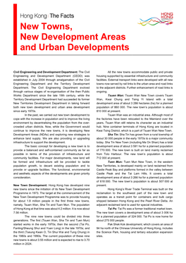 New Towns, New Development Areas and Urban Developments