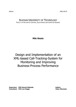 Design and Implementation of an XML-Based Call-Tracking-System for Monitoring and Improving Business-Process Performance