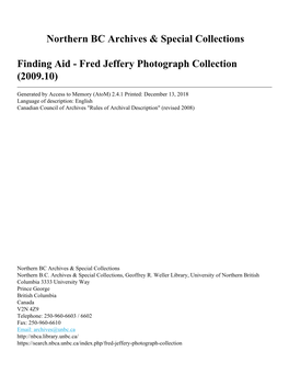 Fred Jeffery Photograph Collection (2009.10)