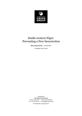 South-Western Niger: Preventing a New Insurrection