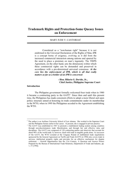 Trademark Rights and Protection-Some Queasy Issues on Enforcement