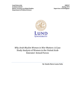 Why Arab-Muslim Women in War Matters: a Case Study Analysis of Women in the United Arab Emirates' Armed Forces