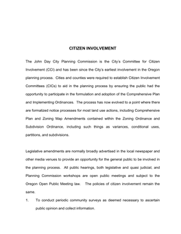 City of John Day Comprehensive Plan