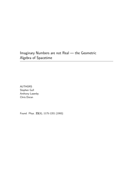 Imaginary Numbers Are Not Real — the Geometric Algebra of Spacetime