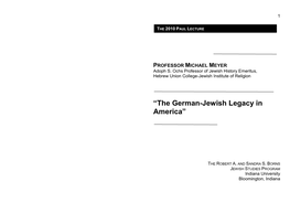 “The German-Jewish Legacy in America”