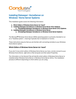 Installing Diskeeper Homeserver on Windows® Home Server Systems