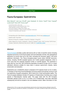 Fauna Europaea: Gastrotricha