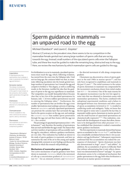 Sperm Guidance in Mammals — an Unpaved Road to the Egg