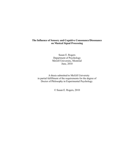 The Influence of Sensory and Cognitive Consonance/Dissonance on Musical Signal Processing