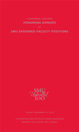 Honoring Donors Smu Endowed Faculty Positions