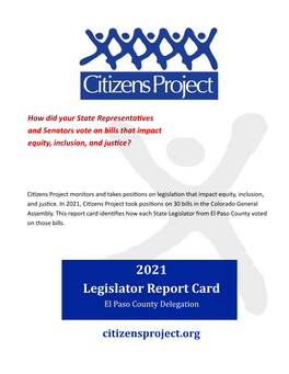 2021 Legislator Report Card
