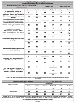 Gmina Lipka Harmonogram Wywozu Odpadów Komunalnych